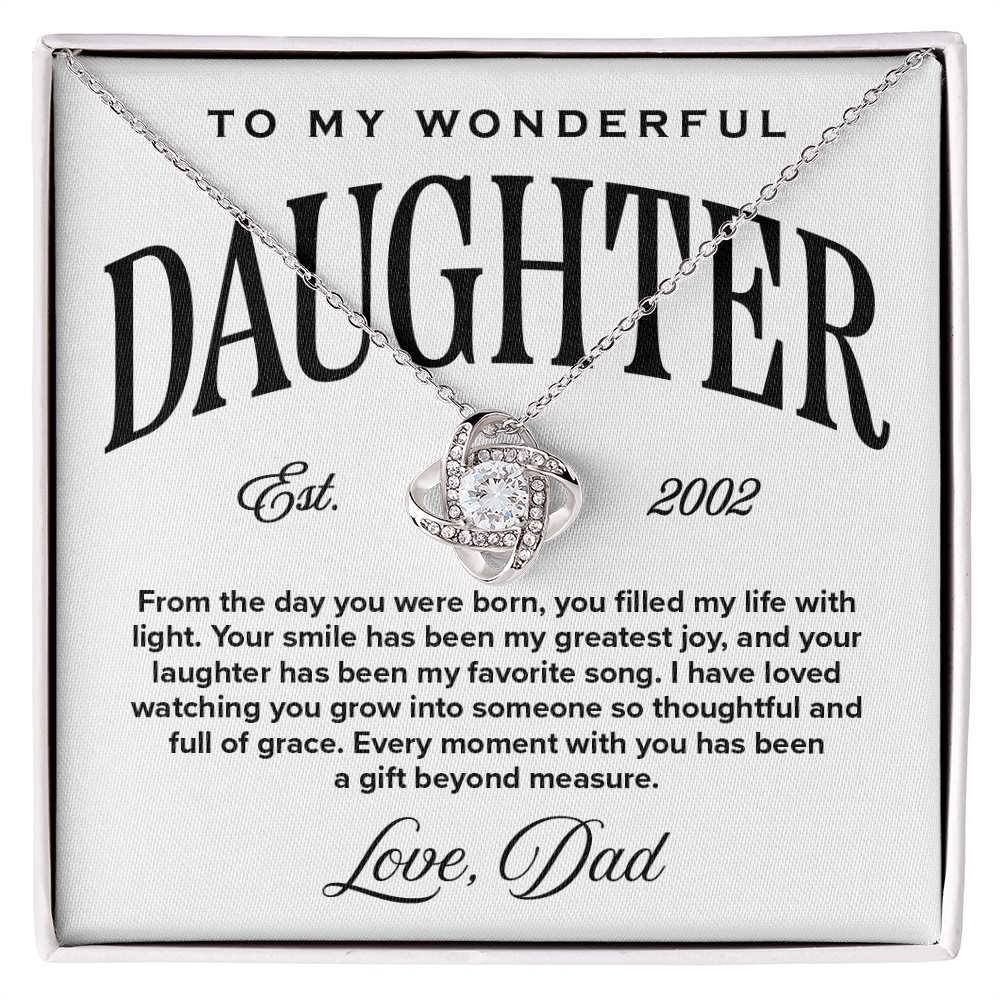 Love Knot Pendant Necklace, From Dad to Daughter, Full of Grace