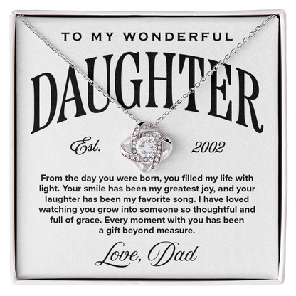 Love Knot Pendant Necklace, From Dad to Daughter, Full of Grace
