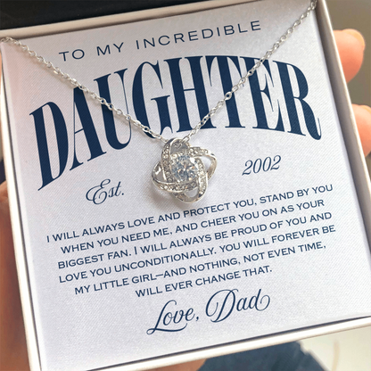 Halo Pendant Necklace, From Dad To Daughter, You Will Always Be My Little Girl