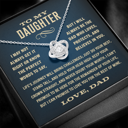 Gift For Daughter From Dad, "I Will Always Love You, Halo Pendant Necklace,