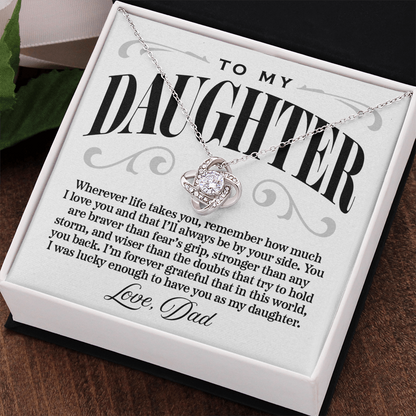 Halo Pendant Necklace, From Dad to Daughter, Stronger Than Any Storm