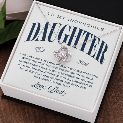 Halo Pendant Necklace, From Dad To Daughter, You Will Always Be My Little Girl