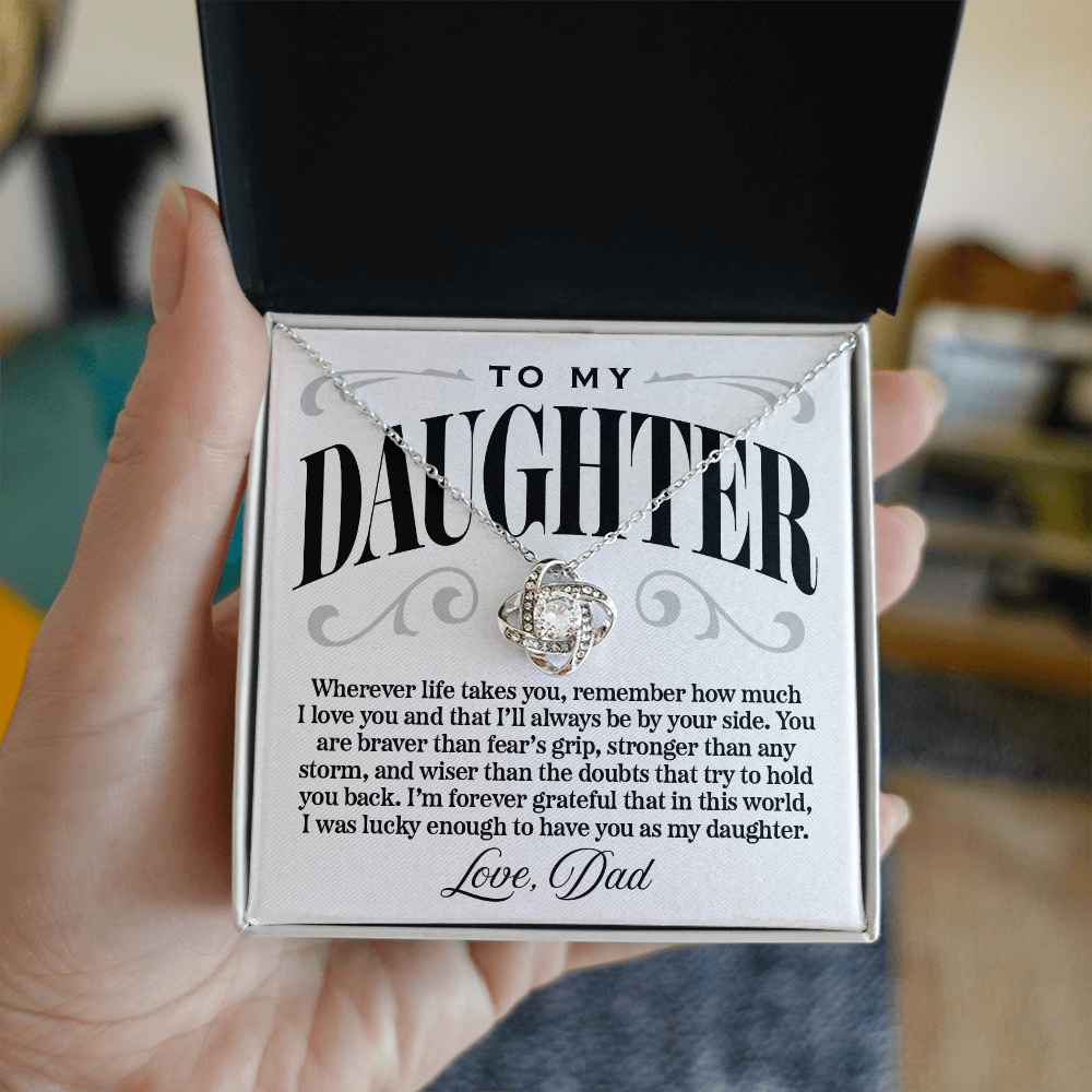 Halo Pendant Necklace, From Dad to Daughter, Stronger Than Any Storm