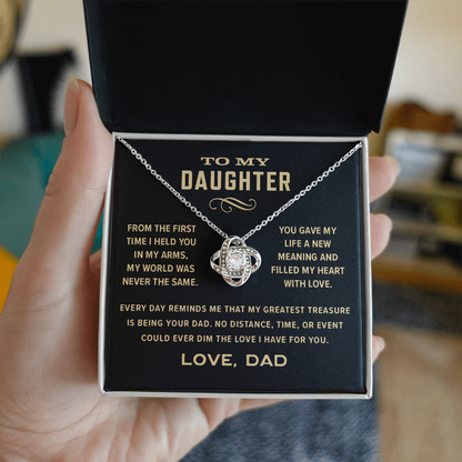 Love Knot Necklace, From Dad To Daughter, Greatest Treasure