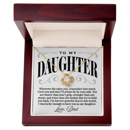 Halo Pendant Necklace, From Dad to Daughter, Stronger Than Any Storm