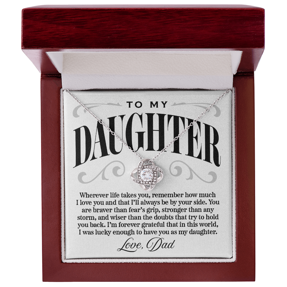 Halo Pendant Necklace, From Dad to Daughter, Stronger Than Any Storm