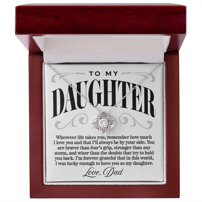 Halo Pendant Necklace, From Dad to Daughter, Stronger Than Any Storm