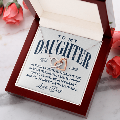 Interlocking Hearts Necklace, From Dad To Daughter, On Your Side