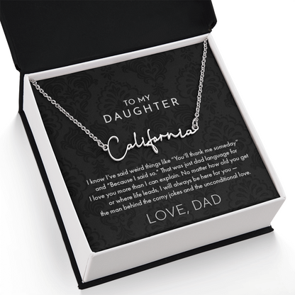 Dad to Daughter, Name Necklace