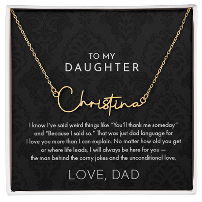 Dad to Daughter, Name Necklace