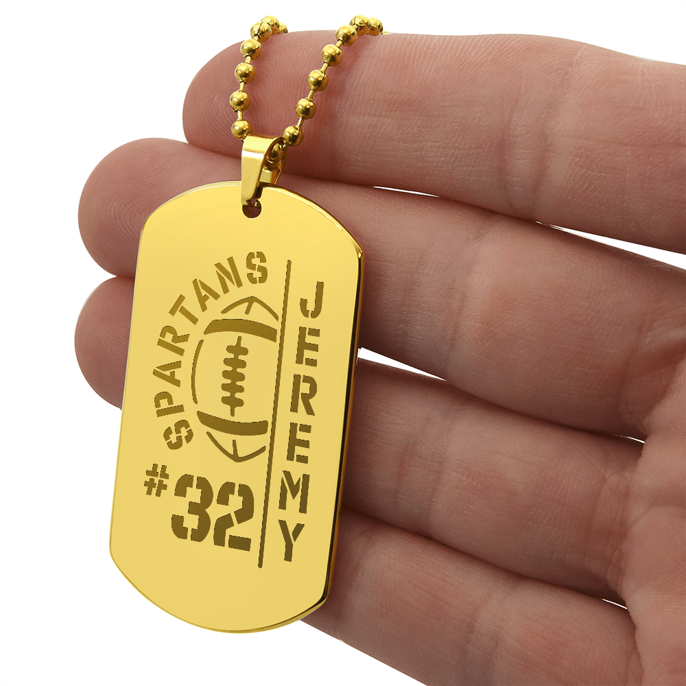 Personalized Football Player Dog Tag with Engraved Message