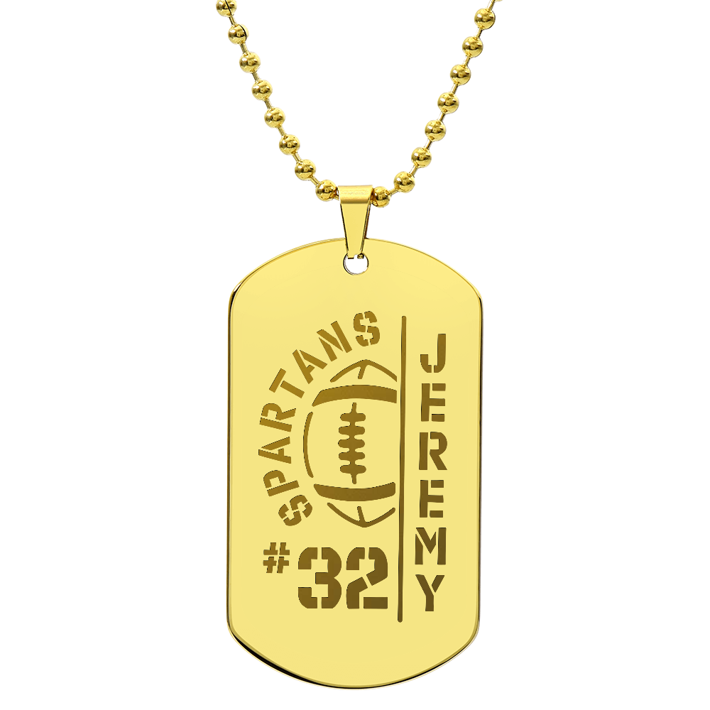 Personalized Football Player Dog Tag with Engraved Message