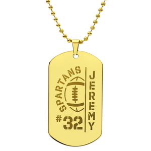 Personalized Football Player Dog Tag with Engraved Message