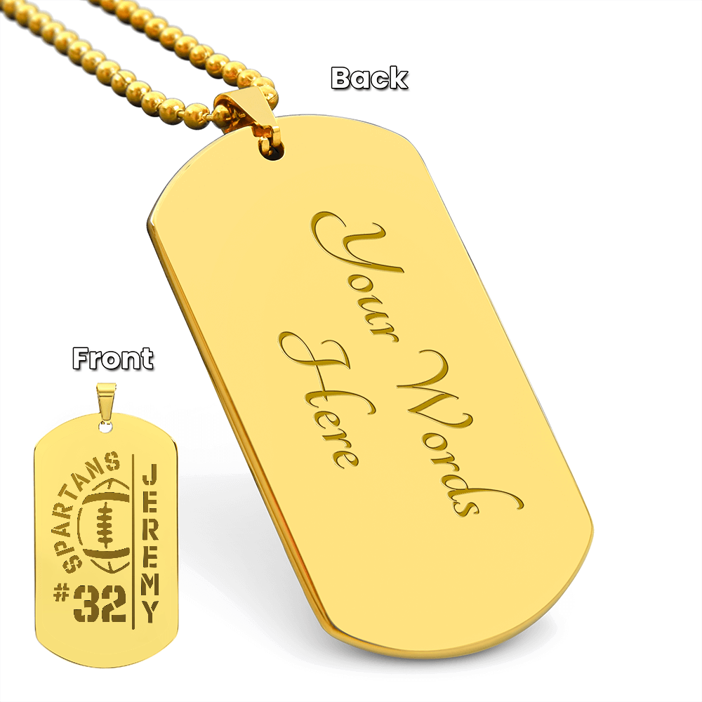 Personalized Football Player Dog Tag with Engraved Message