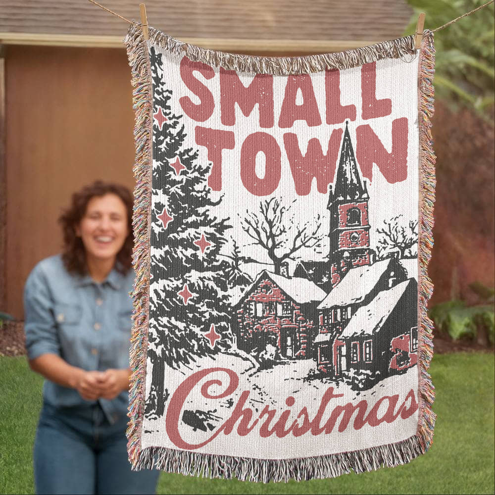 Small Town Christmas Heirloom Woven Blanket