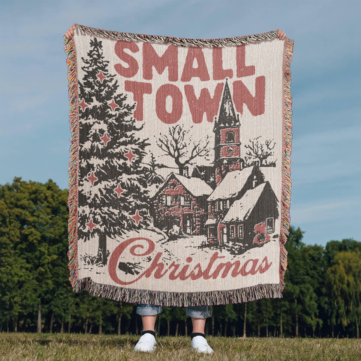 Small Town Christmas Heirloom Woven Blanket