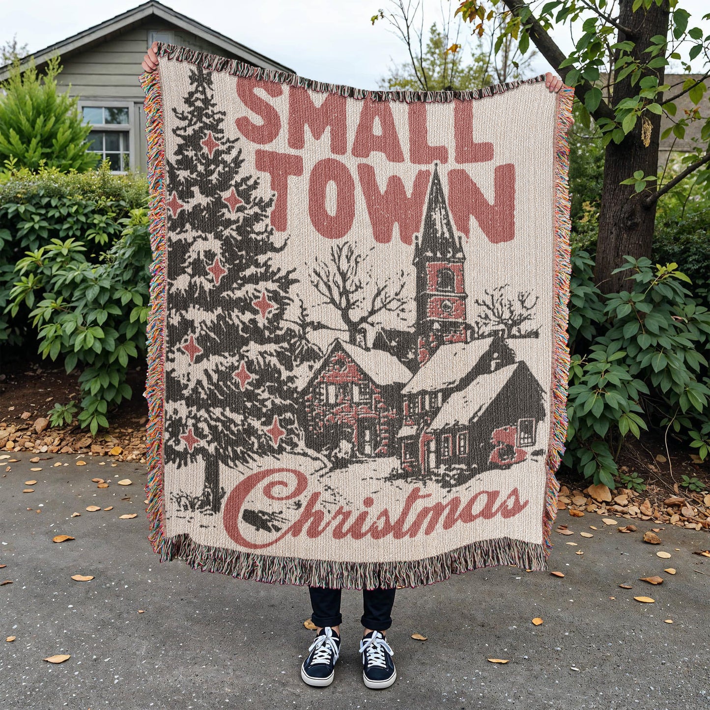 Small Town Christmas Heirloom Woven Blanket