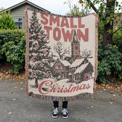 Small Town Christmas Heirloom Woven Blanket
