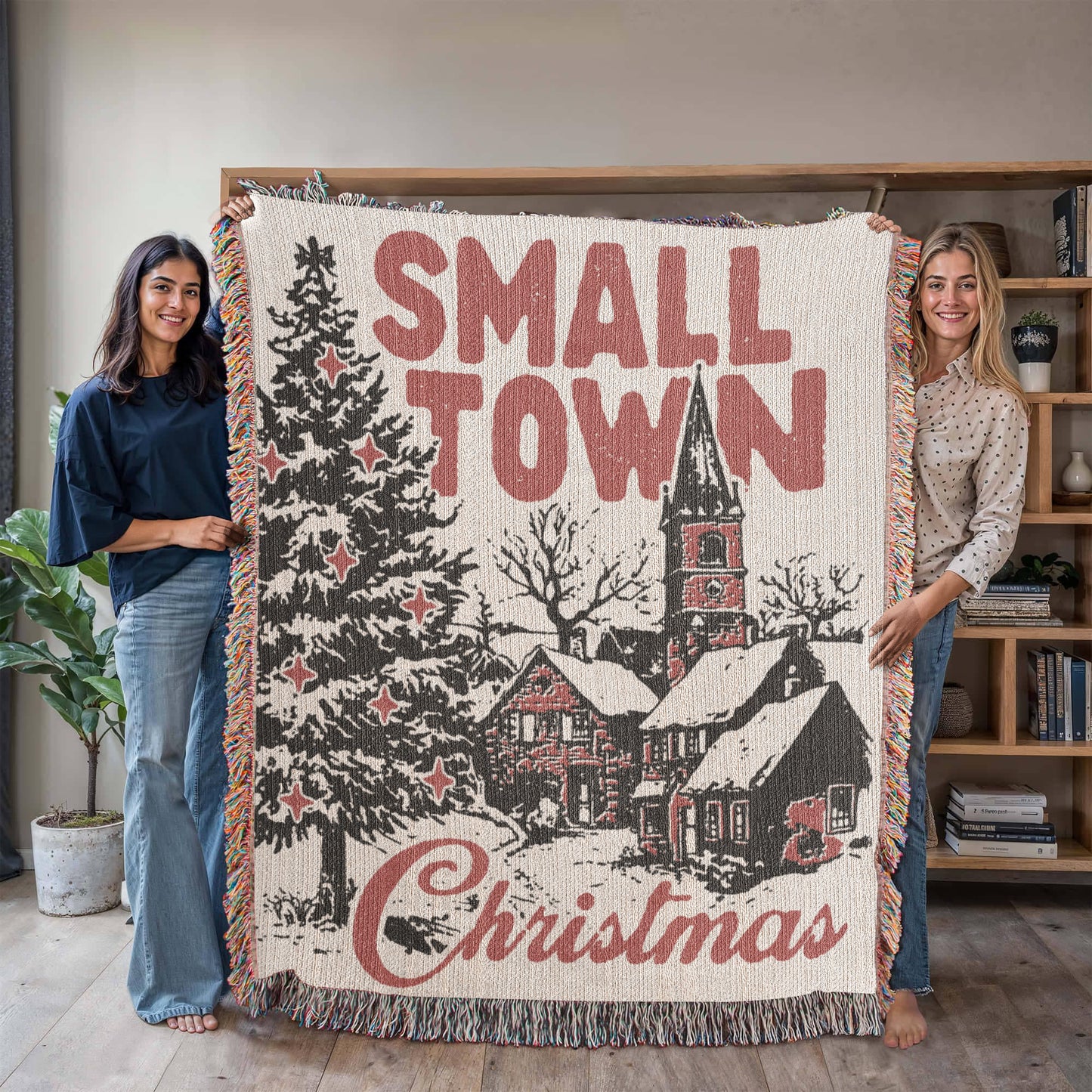 Small Town Christmas Heirloom Woven Blanket