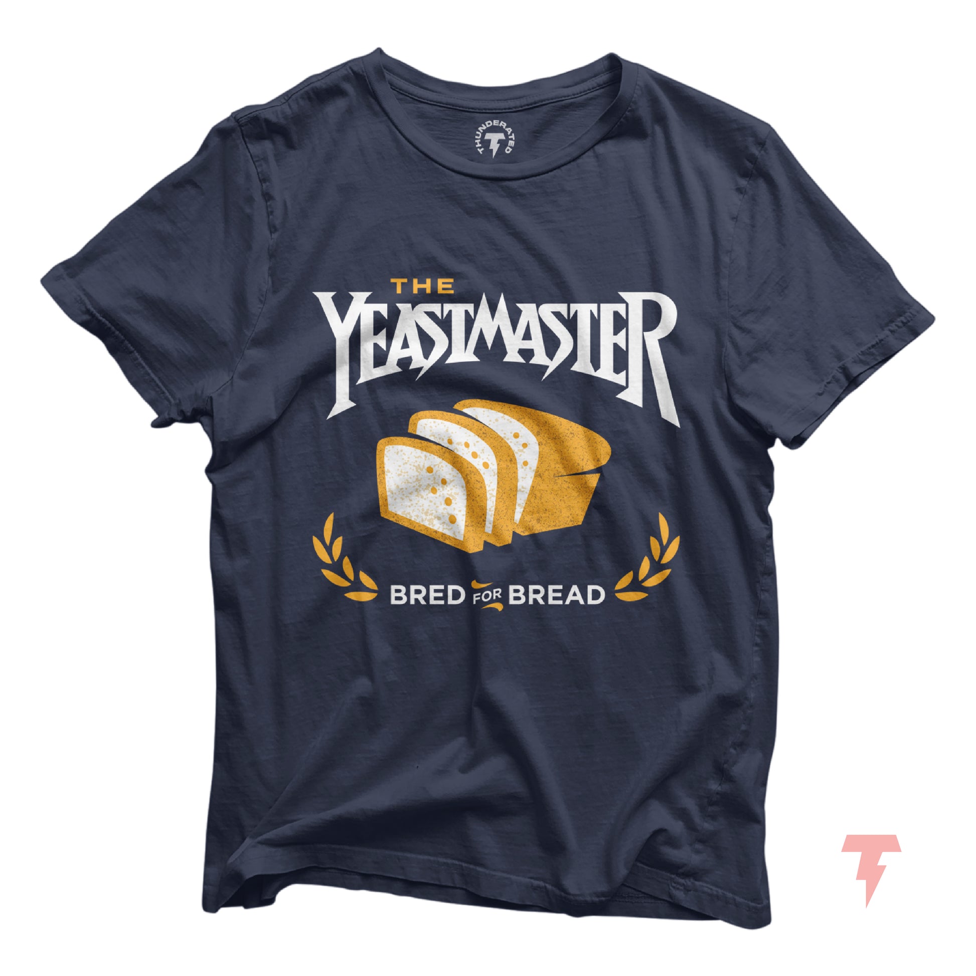 Yeastmaster funny bread baking shirt with bread illustration, perfect gift for bakers and baking enthusiasts, dark casual tee.