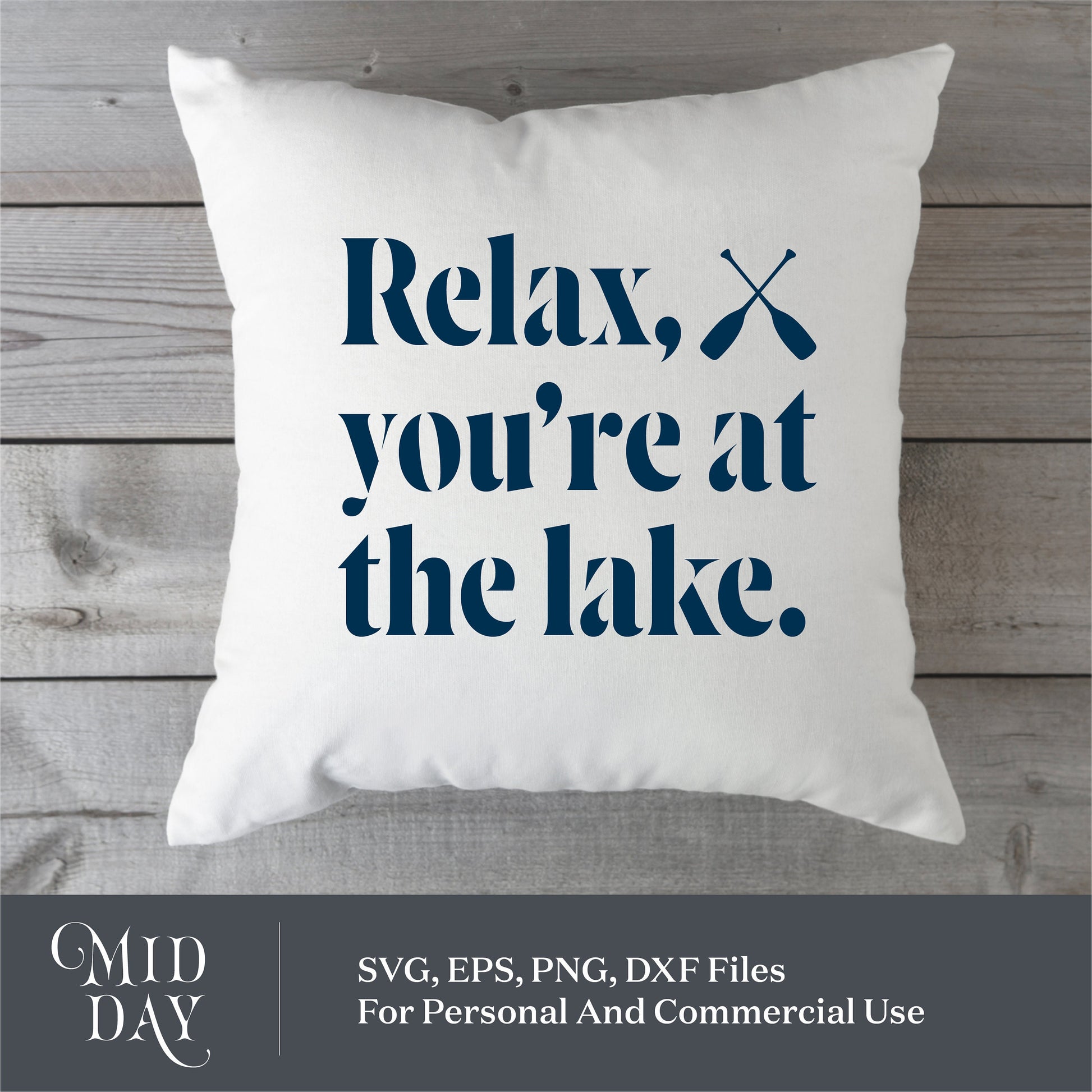 Pillow with 'Relax, you're at the lake' design, perfect for lake house decor and summer vacation vibes.
