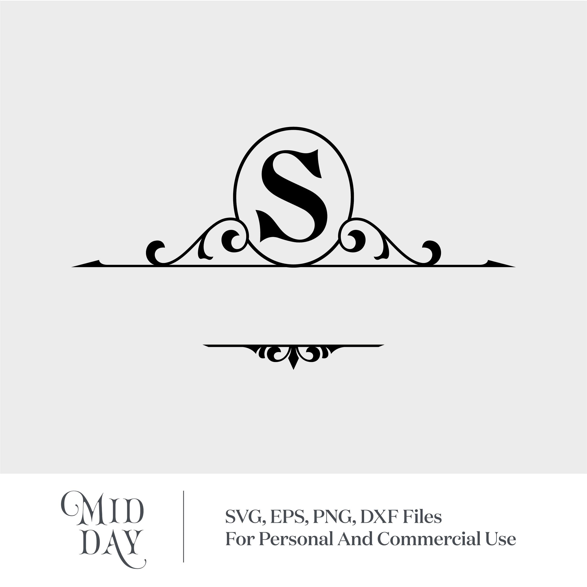 Elegant S Monogram SVG with decorative flourishes for crafting and personalization, compatible with Cricut and other design software.
