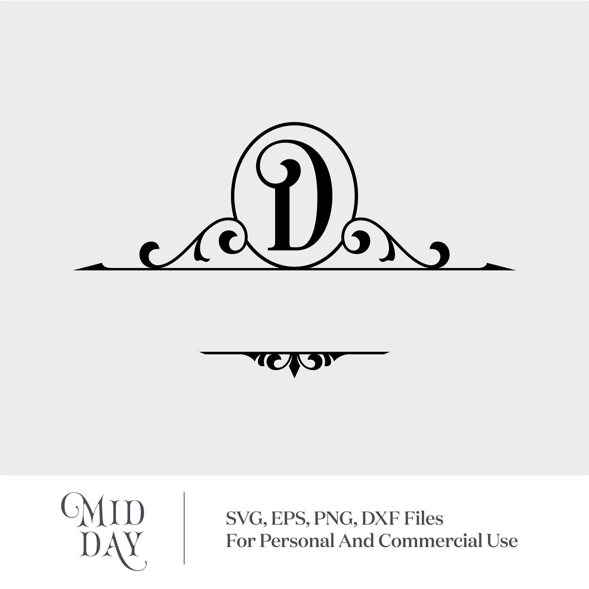 Elegant D monogram SVG design for mailboxes, personalized family name decor, compatible with Cricut and bold serif fonts.