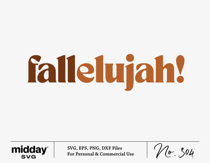 Fallelujah autumn SVG design for shirts and decor, perfect for Cricut projects, featuring warm fall colors for crafting and decoration.