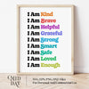 Positive Affirmations for Kids, Classroom Art, Motivational Poster, Positive Classroom Decor, Playroom, Homeschool, Affirmation, Self-Esteem