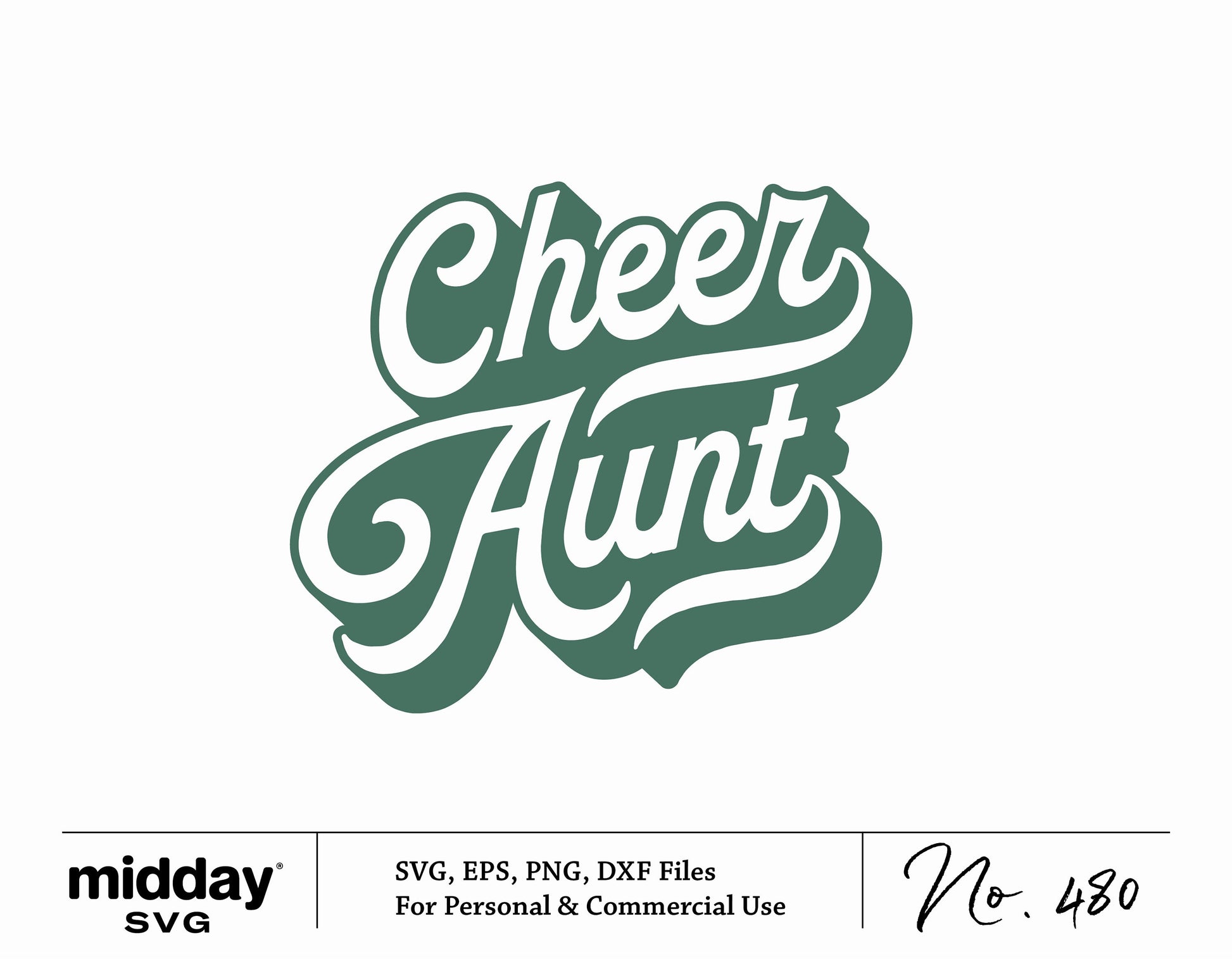 Green Cheer Aunt SVG design, suitable for Cricut and Silhouette, available in EPS, PNG, and DXF formats for digital download.