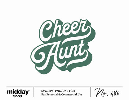 Green Cheer Aunt SVG design, suitable for Cricut and Silhouette, available in EPS, PNG, and DXF formats for digital download.