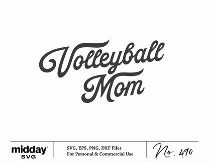 Vintage Volleyball Mom SVG design for shirts and jerseys, includes SVG, EPS, PNG, DXF formats, suitable for Cricut and Silhouette.