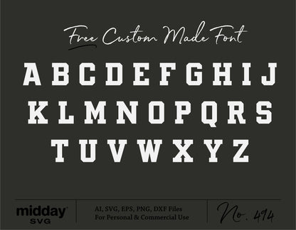 Stylish custom font alphabet A-Z available in SVG, AI, EPS, PNG, and DXF formats for personal and commercial use.