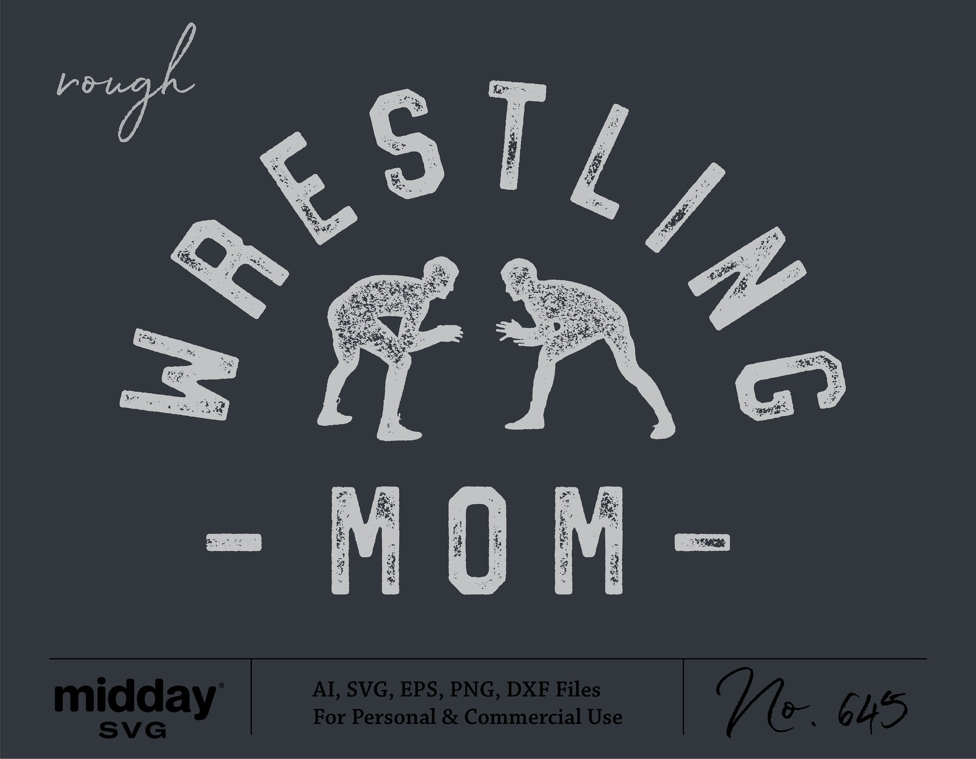 Wrestling Mom SVG design with two wrestlers, available in AI, SVG, EPS, PNG, and DXF formats for personal and commercial use.