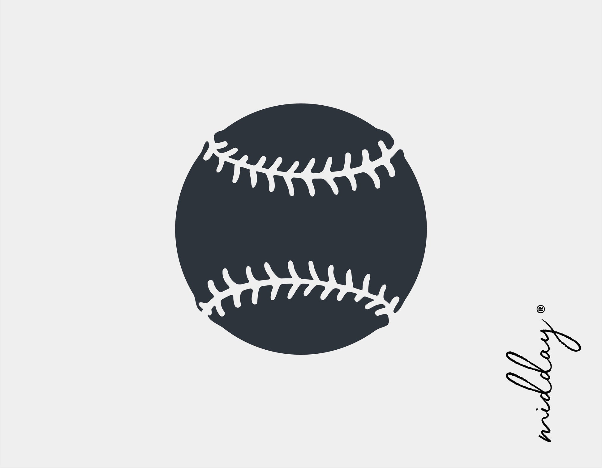 Monochrome baseball SVG icon with stitching details, ideal for Cricut projects and youth baseball designs.