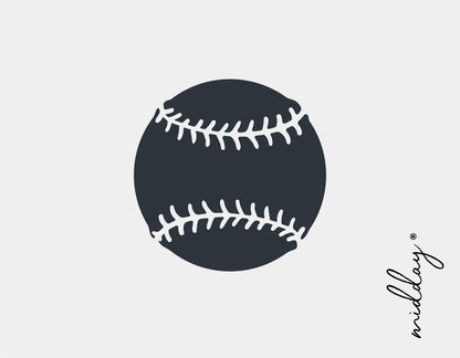 Monochrome baseball SVG icon with stitching details, ideal for Cricut projects and youth baseball designs.