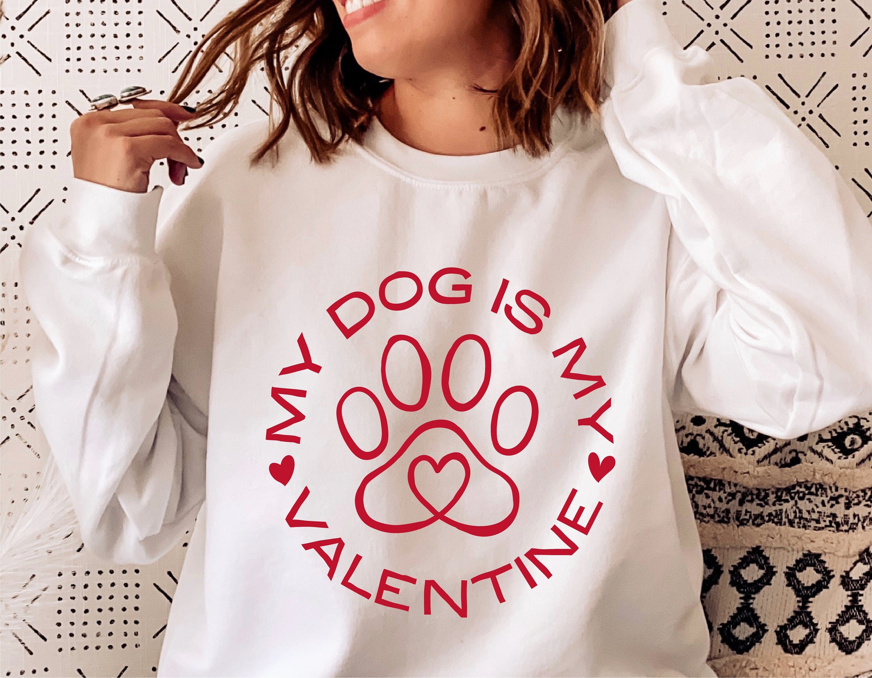 My Dog Is My Valentine Svg, Png Ai Eps Dxf, Funny Valentines Day Shirt Design, Dog Paw Heart Svg, Cricut Cut Files, Silhouette, Sublimation