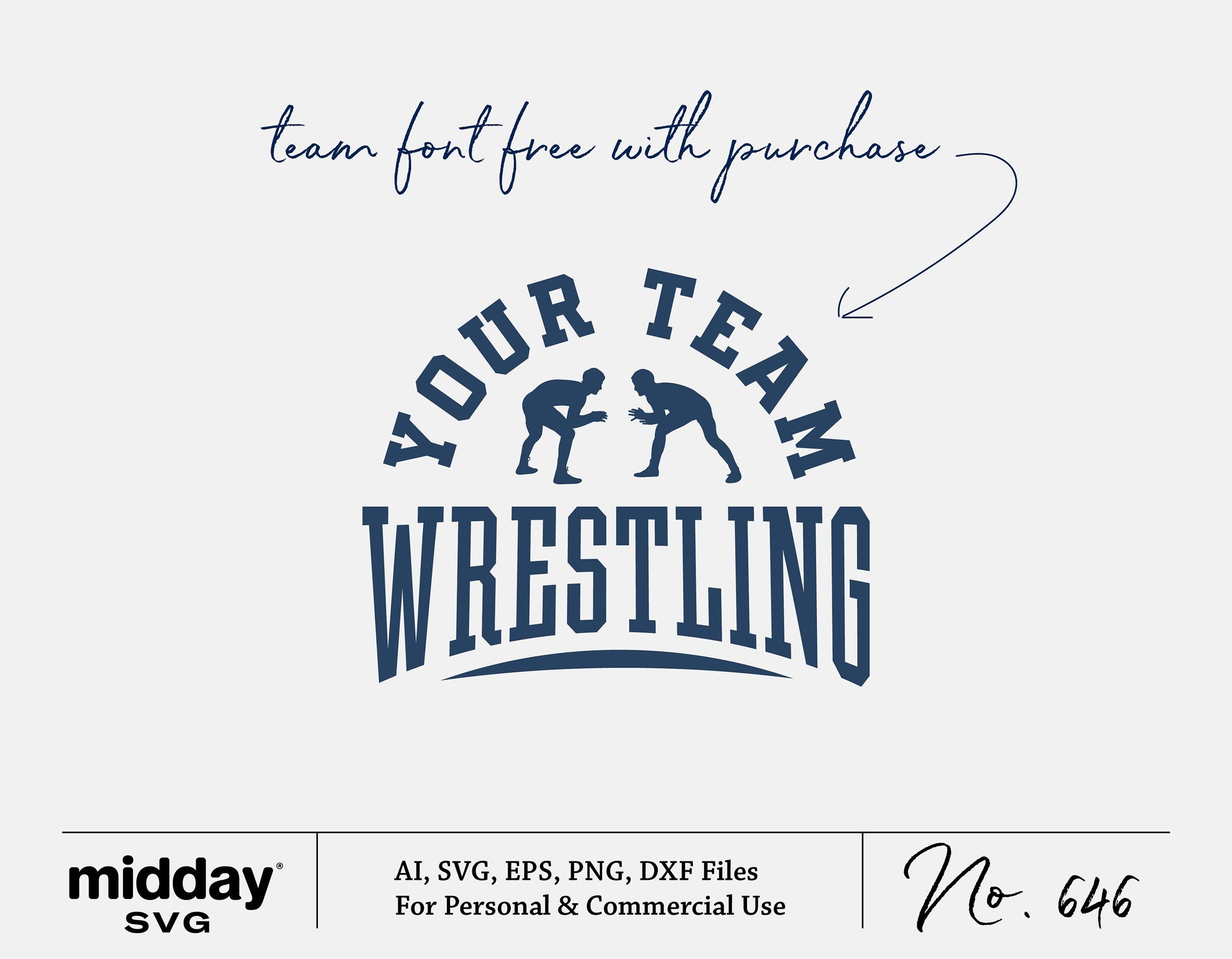 Wrestling team design template with free font, compatible with Cricut and Silhouette, available in SVG, PNG, EPS, DXF formats.