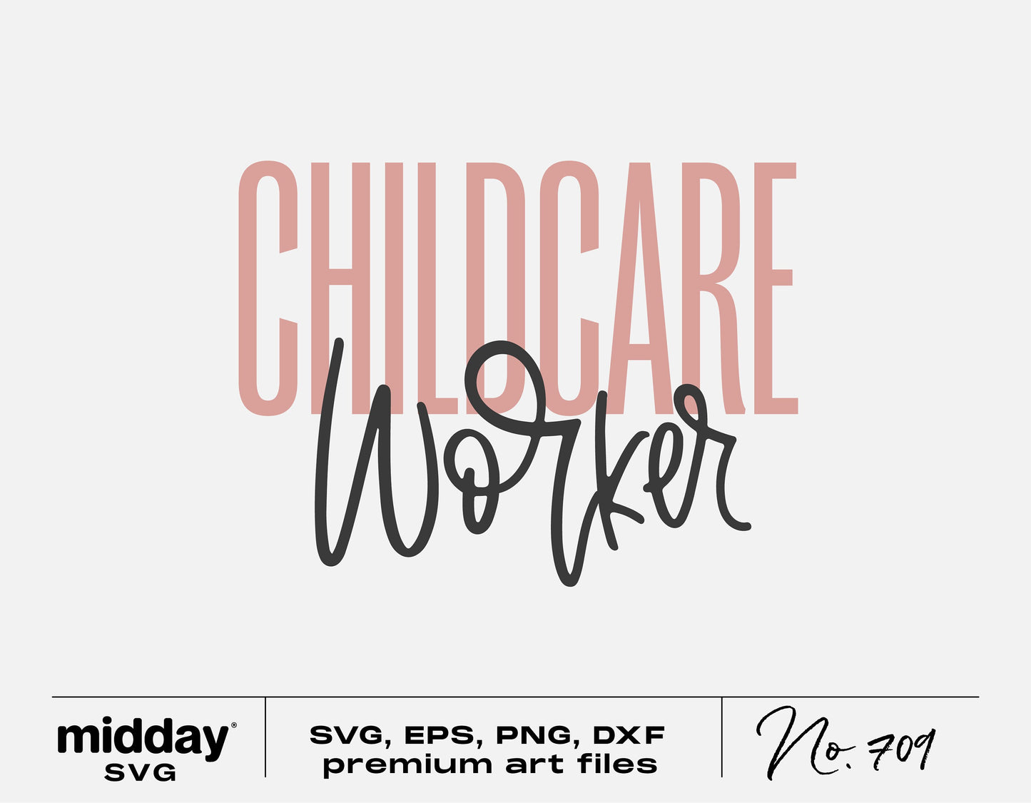 Childcare Worker SVG design in pink and black, available as digital download for Cricut, Silhouette, and other cutting machines.