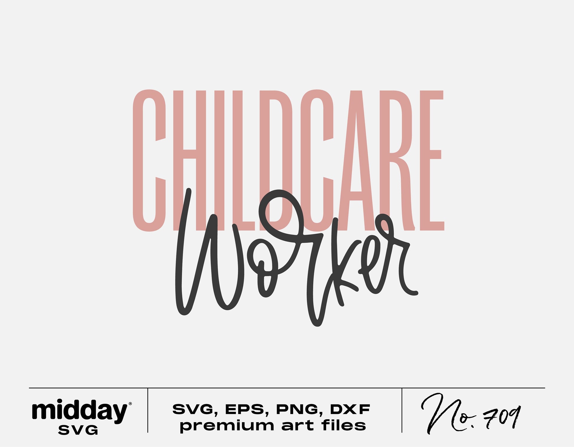 Childcare Worker SVG design in pink and black, available as digital download for Cricut, Silhouette, and other cutting machines.