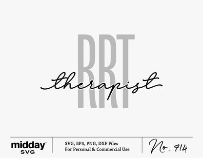 Registered Respiratory Therapist (RRT) digital cut file for Cricut and Silhouette, includes SVG, PNG, EPS, DXF formats for crafting.