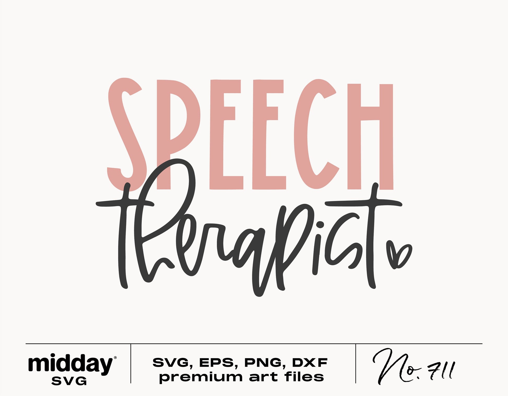 Speech Therapist SVG design in pink and black with heart symbol. Suitable for Cricut, Silhouette, and sublimation projects. Digital download.