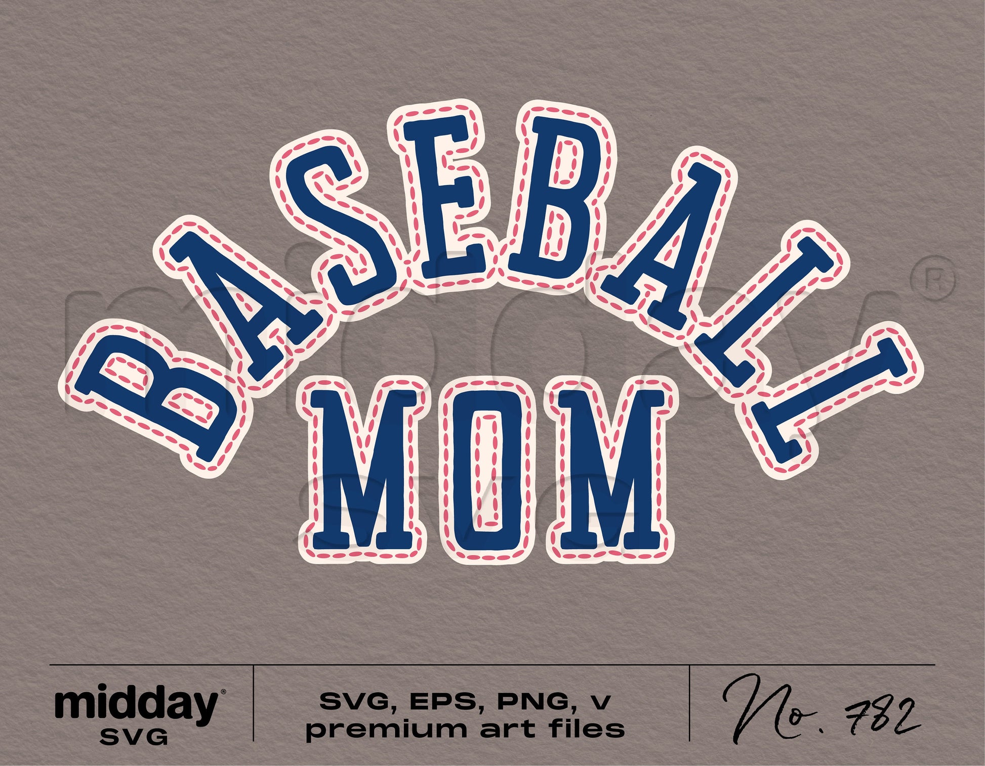 Baseball Mom SVG design in blue and red for shirts, Cricut, Silhouette, and sublimation projects.