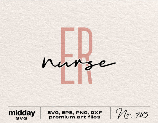 ER Nurse SVG File with Elegant Typography for Crafting Projects