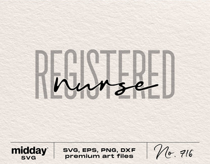 Registered Nurse SVG clipart for Cricut and Silhouette, including SVG, EPS, PNG, and DXF formats for crafting and design projects.