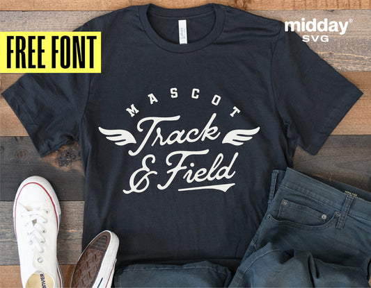 Track and Field Shirt with Mascot Design, Digital Download for Cricut, Silhouette, Free Font Included