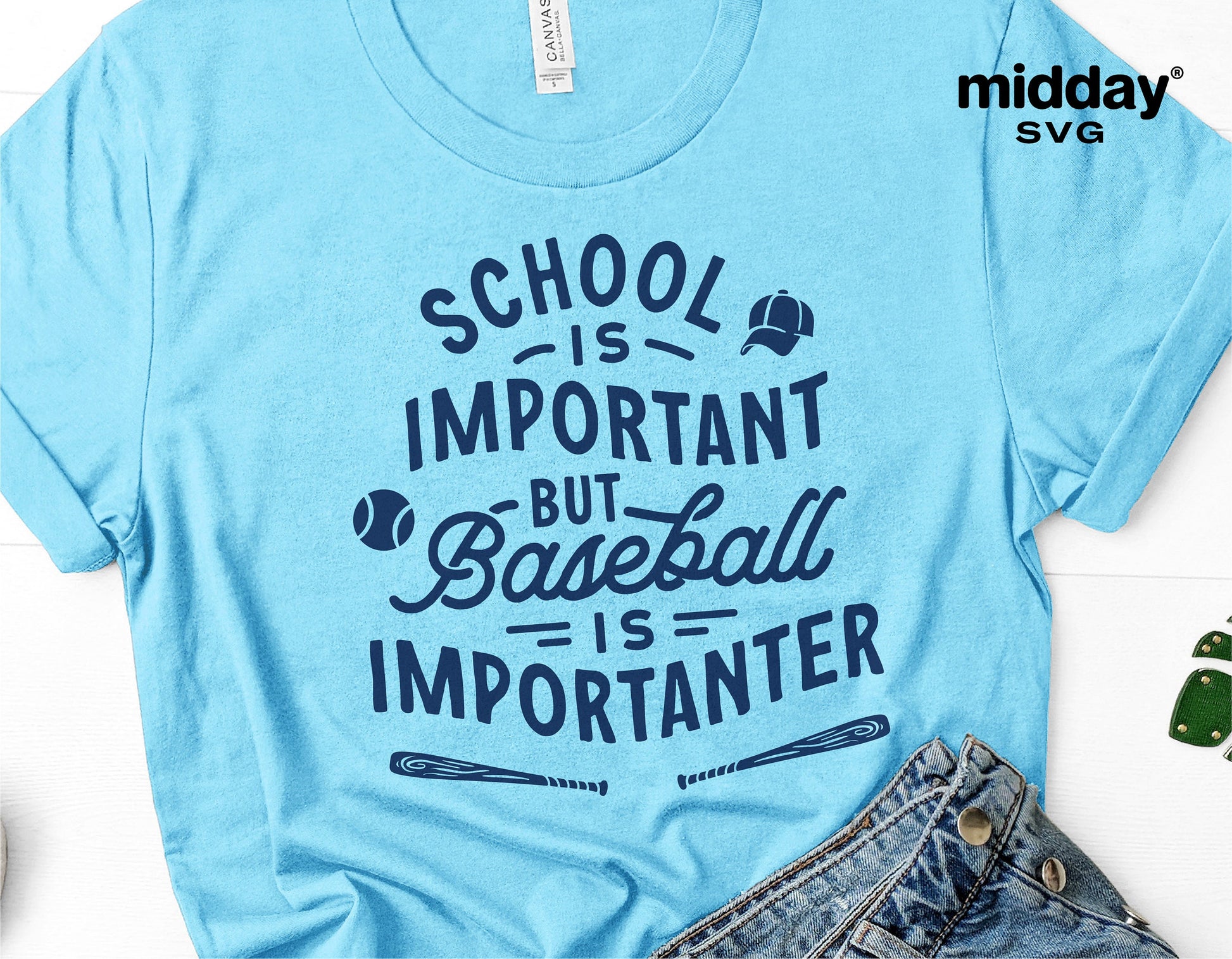 Funny baseball mom shirt with 'School is Important but Baseball is Importanter' design, perfect for sports moms, Cricut, and sublimation crafting.