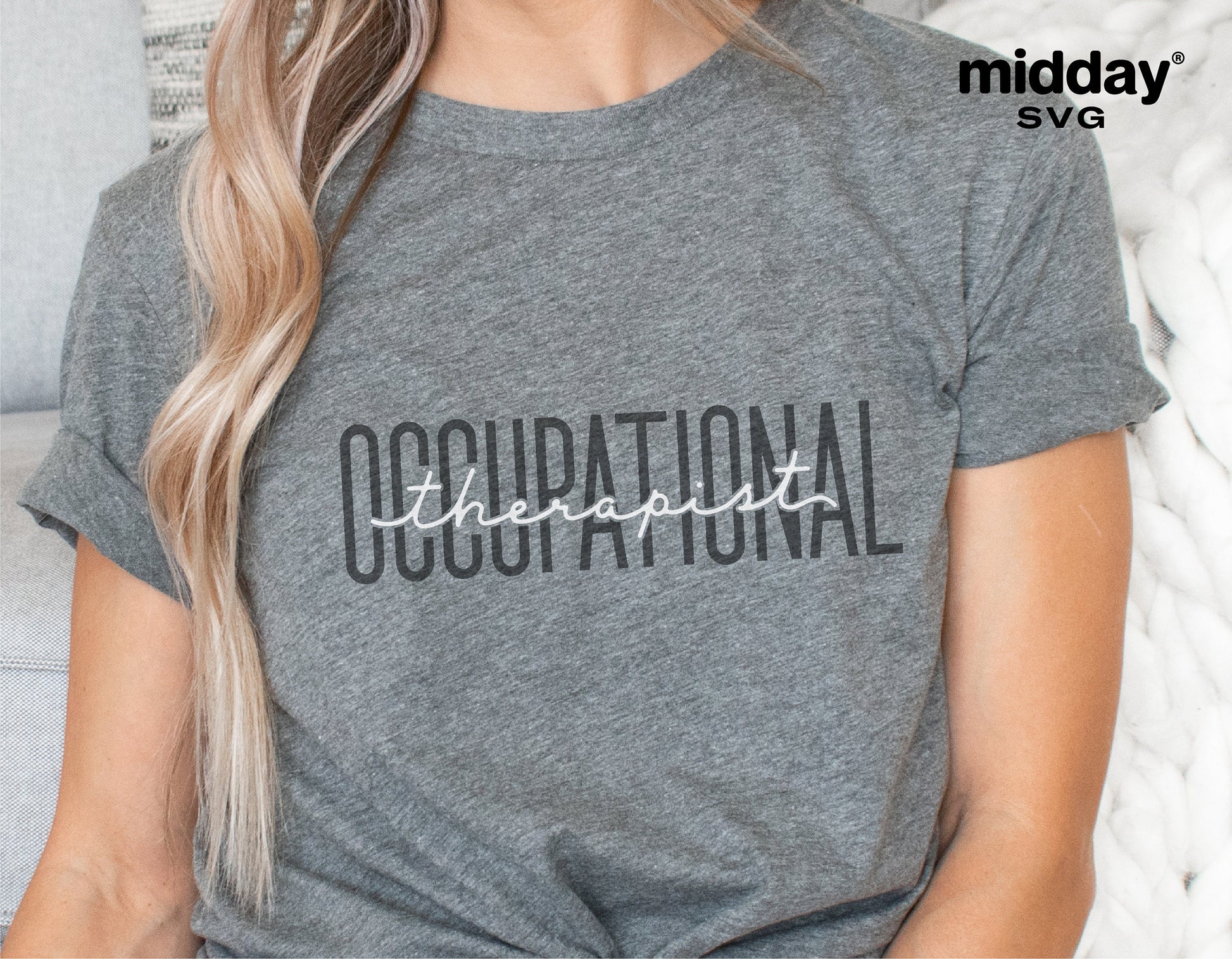Gray t-shirt with 'Occupational Therapist' text, ideal for OT professionals. Perfect for Cricut and Silhouette projects.