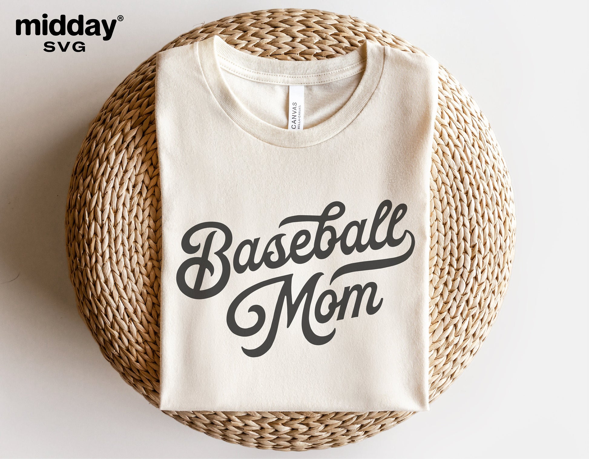 Vintage Baseball Mom Life Shirt featuring bold script font, perfect for baseball fans and sports apparel enthusiasts. Digital cut file.