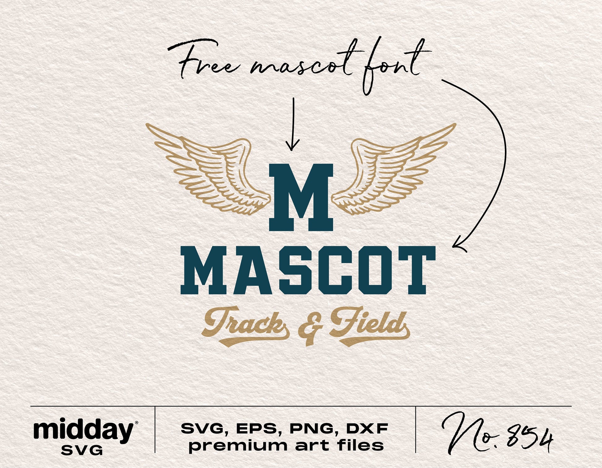 Track and Field Mascot SVG with Wings, includes free font and premium art files, perfect for Cricut and Silhouette projects.